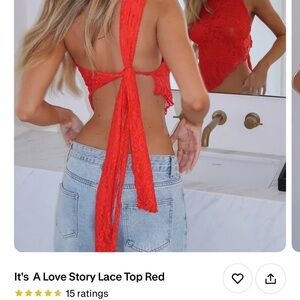 White Fox Boutique Vibrant Red Lace Top